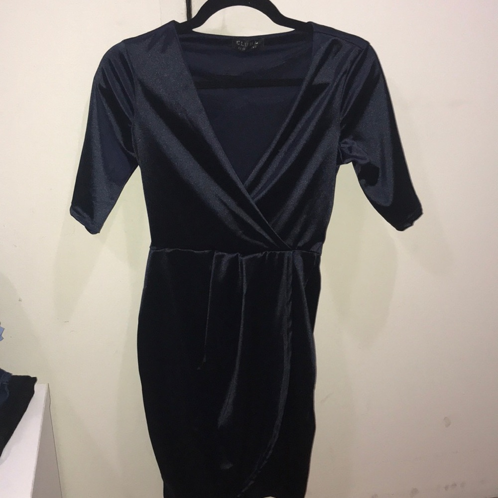 Satin navy cocktail dress
